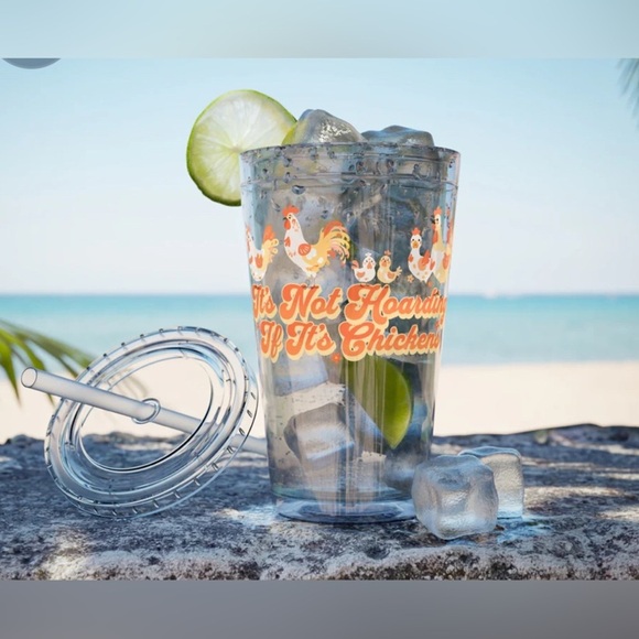 It’s Not Hoarding Chicken Design Tumbler with Straw - Picture 4 of 4